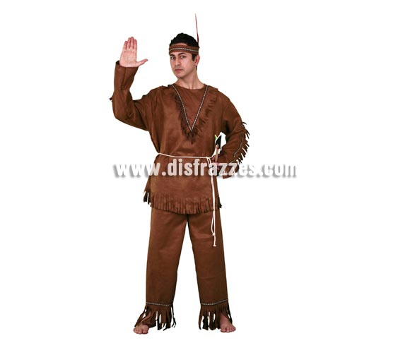 Disfraz de Indio XL para hombre. Talla XL = 54/58. Incluye cinta de la cabeza, camisa, cinturón y pantalón. Éste disfraz es más grande para los hombres más corpulentos.