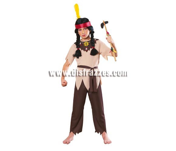 Disfraz de Guerrero Indio Talla niños de 3 a 4 años. Incluye camisa, pantalones y cinturón, NO incluye hacha ver en sección complementos. Disfraz que les gusta mucho a los niños, será un auténtico Apache. Ideal para cualquier fiesta y carnaval. 