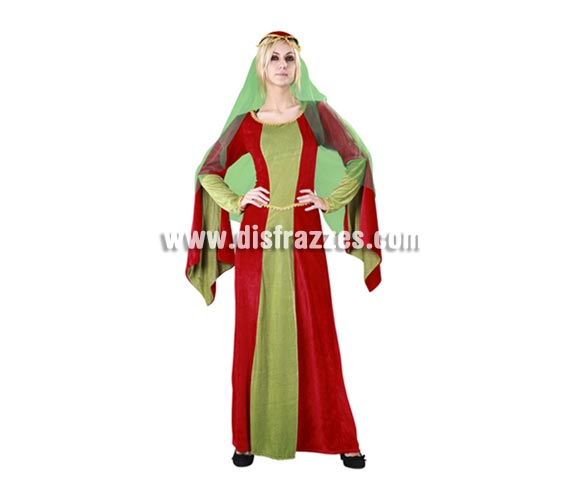 Disfraz de Lady Marian para mujer. Talla única 38/42. Incluye tocado y vestido. Un traje Medieval para chica que está muy bien de precio y es diferente y original, perfecto para que las chicas se luzcan en las Fiestas o Ferias Medievales.