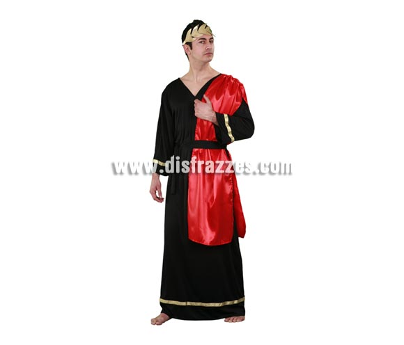 Disfraz barato de Emperador Romano para hombre. Talla standar 52/54. Incluye corona, túnica, manto y cinturón. Éste traje de Romano sirve también para disfrazarse de César. 