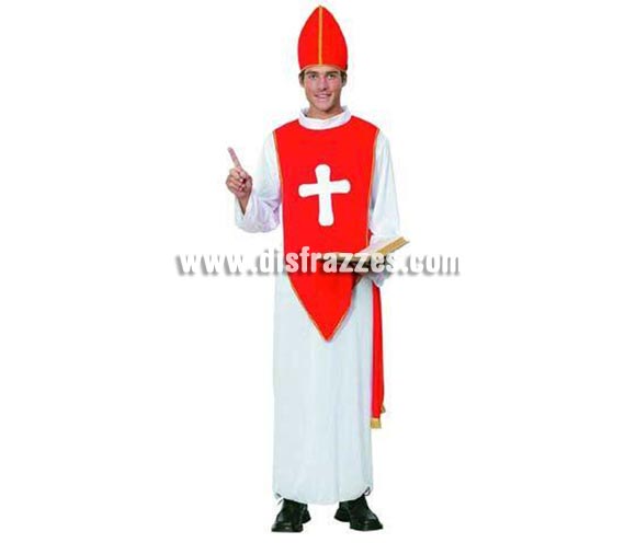 Disfraz barato de Obispo para hombre. Talla standar 52/54. Incluye toga, cinturón y sombrero. 