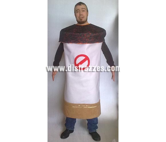 Disfraz de Cigarro, Cigarrillo o Pitillo adulto para Carnavales. Talla Universal. Incluye disfraz tal y como se muestra en la imagen. Éste disfraz causará primor y llenará las calles de risas debido a que es una crítica de la reciente Ley del Tabaco que acaba de entrar en vigor en nuestro País.