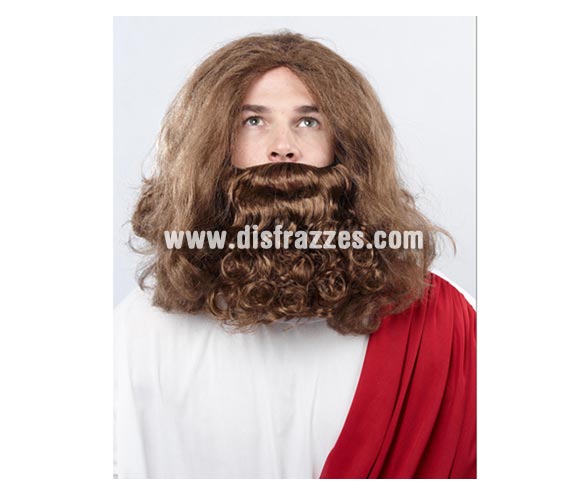 Peluca y barba de San José. Talla Universal adulto. El Complemento ideal para tu disfraz de San José y también para Troglodita o Cavernícola.