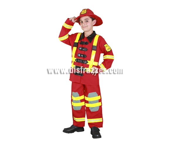 Disfraz de Bombero para niños de 5 a 6 años. Incluye sombrero, chaqueta y pantalón. Con éste traje los niños disfrutarán jugando a ser Bomberos, unos héroes de carne y hueso!