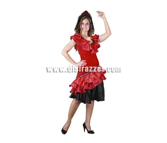 Disfraz de Spanish Woman para mujer. Talla standar M-L = 38/42. Incluye vestido y tocado. Éste traje de dama Española sirve un poco para cachondearnos de la imagen que tienen en el extranjero de nosotros. Viva España y olé!!