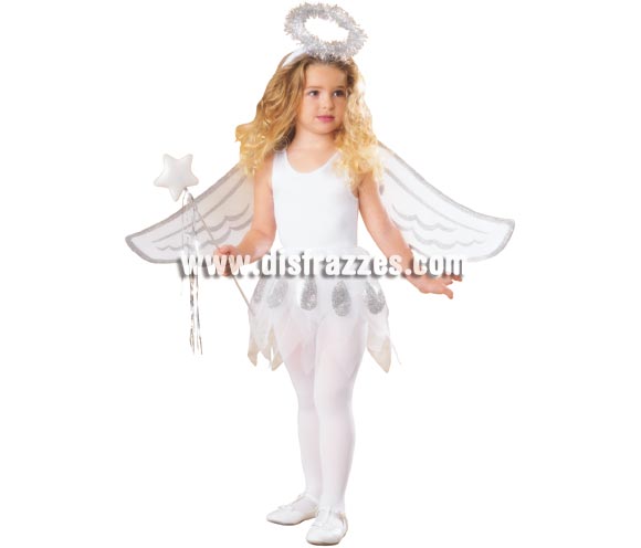 Set de complementos de Angel de 4 piezas.Incluye corona, alas, varita y tutú. Con éste set y poco más puedes disfrazar a tus hijos de ángel en Navidad.