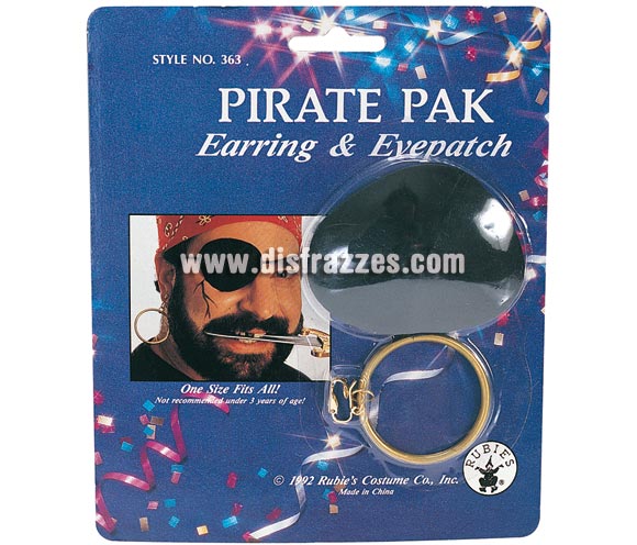 Blister con arete o pendiente  y parche de Pirata.