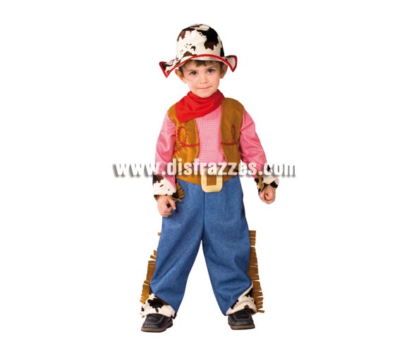 Disfraz de Vaquero para niño de 1 a 2 años. Incluye traje completocon chaleco, cinturón, pañuelo y sombrero. Con éste disfraz de Pistolero el peque estará para comérselo.