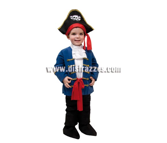 Disfraz de Pequeño Corsario para niños de 1 a 2 años. Incluye traje con chorrera, fajín, cubrebotas y sombrero. Con éste fantástico disfraz de Pirata tu niño estará muy pero que muy guapo.
