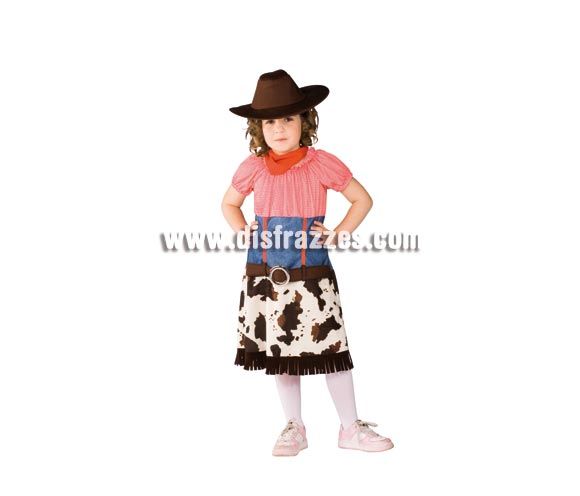 Disfraz de Cowgirl para niñas de 8 a 10 años. Incluye vestido, sombrero y pañuelo. Disfraz de Pistolera o Vaquera infantil de buena calidad.