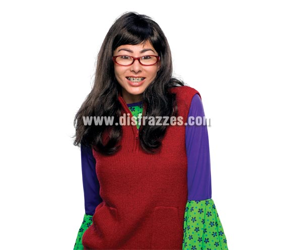 Peluca Betty la Fea para adultos. Incluye las gafas y dientes con brackets.