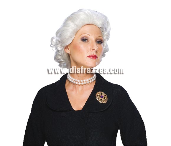Peluca de Elisabeth Quuen adulta. Peluca de la Reina Isabel de Inglaterra o también podrá servir como peluca de abuela o de vieja.