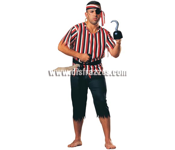 Disfraz muy barato de Pirata para chico. Talla standar. Incluye camisa, pantalón, faja, cinta de la cabeza y parche. Accesorios NO incluidos, podrás verlos en la sección de Complementos. Con éstos precios, el que no se disfraza es porque no quiere!!