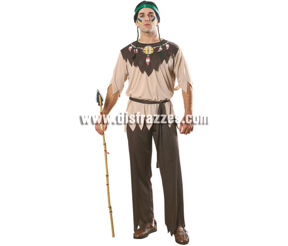 Disfraz muy barato de Indio para hombre. Talla standar. Incluye camisa, pantalón y cinturón. Accesorios NO incluidos, podrás verlos en la sección de Complementos.