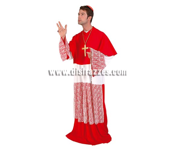 Disfraz de Cardenal para hombre. Talla standar. Incluye traje completo con cruz y solideo. 