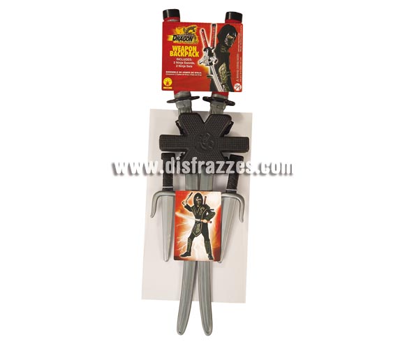 Set de accesorios de Ninja Espalda BROTHERHOOD. Incluye varias armas de Ninjas de plástico.