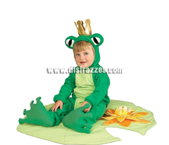 Disfraz de Príncipe Rana para Bebés de 6 a 12 meses. Incluye pelele y capucha. Con sonido. Cuando tu bebé lo lleve puesto, dale un beso, seguro que se convierte en tu Principito.