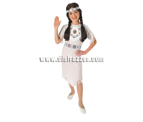 Disfraz barato de Princesa Apache para niñas de 5 a 7 años. Incluye vestido, cinturón y cinta para la cabeza. Éste traje de India para niña es muy bonito y de original diseño.