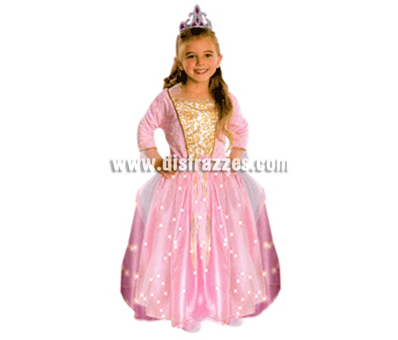 Disfraz de Princesa Rosa falda con luz para niñas de 1 a 2 años. Incluye vestido con luz. Disfraz perfecto para regalar.