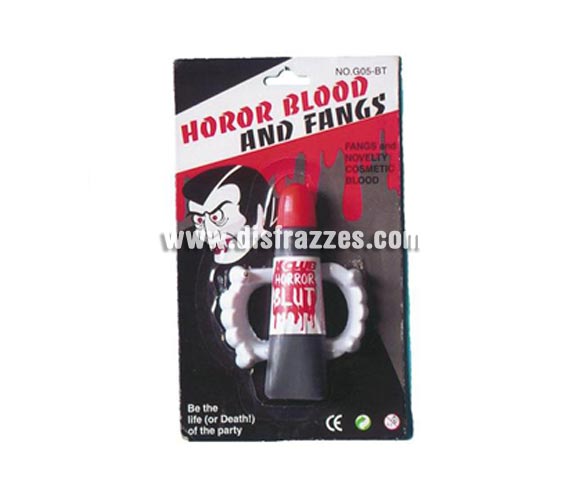 Set que incluye sangre y dientes de Vampiro para Halloween. Ideal como complemento de tu disfraz de Halloween para ir de Fiesta a Pub's, Discotecas, Casas particulares o Restaurantes y ayudar a crear un ambiente terrorífico y tenebroso en la Fiesta de Halloween.
¡¡Cómpranos los complementos de tu disfraz para Halloween, será divertido!!
¡¡¡PRÓXIMA RECEPCIÓN DE ÉSTE ARTÍCULO A PARTIR DE SEPTIEMBRE DE 2010!!!
