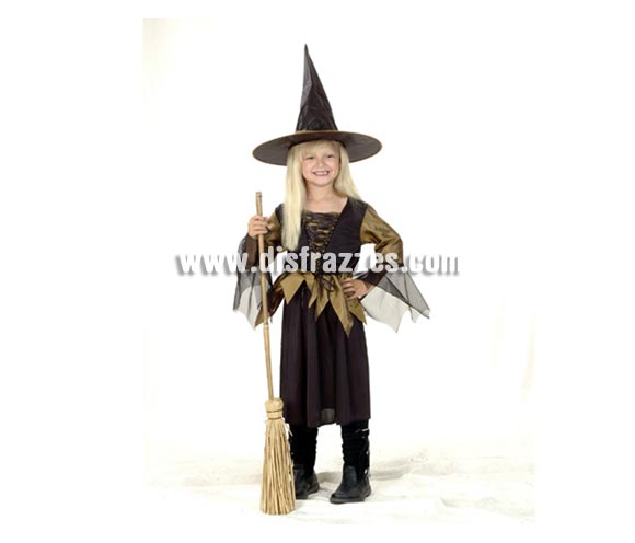 Disfraz de Bruja super barato talla de 4 a 6 años para Halloween. Incluye vestido y sombrero. Escoba NO incluida, podrás verla en la sección de Complementos. Éste disfraz de Halloween es ideal para celebrar la Fiesta de la Noche de las Brujas cada vez más arraigada en nuestro País en Pub's, Discotecas, Casas particulares,  Restaurantes o Colegios y ayudar a crear un ambiente terrorífico y tenebroso indispensable para la Noche de Halloween la cual se celebra la víspera de Todos los Santos.
¡¡Compra tu disfraz para Halloween en nuestra tienda de disfraces, será divertido!!