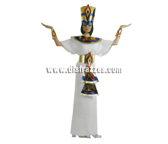 Disfraz de Cleopatra para mujer. Talla standar. Incluye túnica con adorno en cuello, gorro y muñequeras.