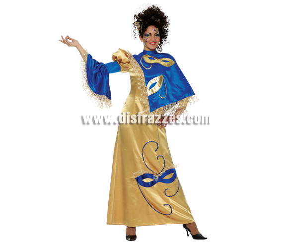 Disfraz de Miss Venecia Oro para mujer. Talla 44. Incluye vestido.