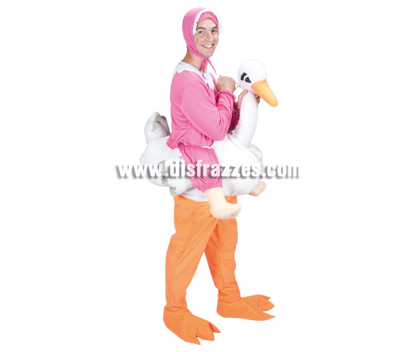 Disfraz de Cigüeña con bebé para adultos.Talla única. Incluye disfraz.