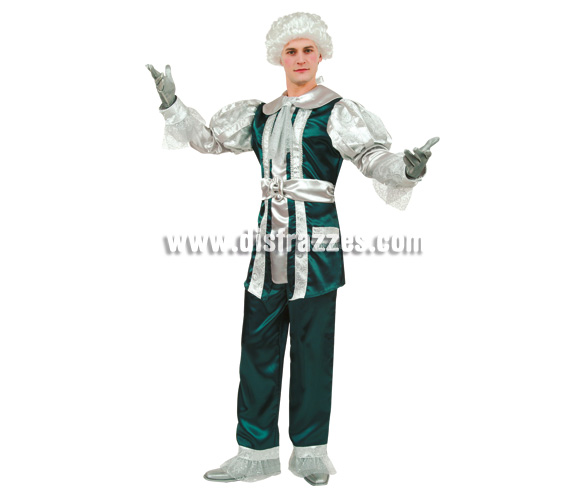 Disfraz de Conde derde y plata para hombre. Talla 54. Incluye disfraz sin peluca.