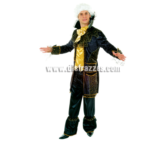 Disfraz de Marqués dorado y negro para hombre. Talla 54. Incluye disfraz.