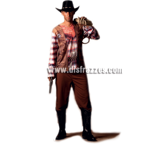 Disfraz de Cowboy línea Ilusión para hombre. Talla única. Incluye pantalón y camisa. Fíjate en la camisa, está impresa ¡qué original!