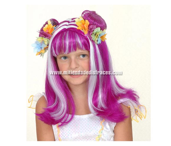 Peluca hada morado/blanco infantil.