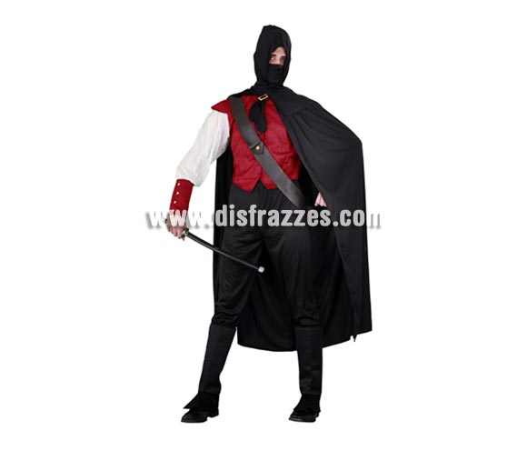 Disfraz de Halcón Rojo para hombre. Talla standar 52/54. Incluye camisa, pantalón, cubrebotas, capa con capucha, máscara y bandolera. Espada NO incluida, podrá verla en la sección de Complementos. Ni el mismo Águila Roja estaría tan gracioso con él, para ir a la última.