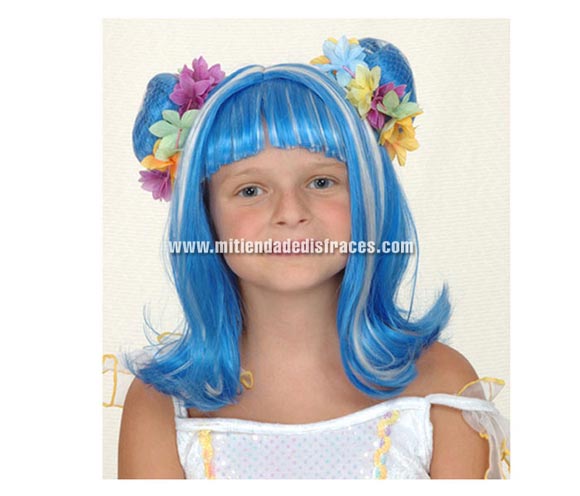 Peluca hada azul/blanco infantil.