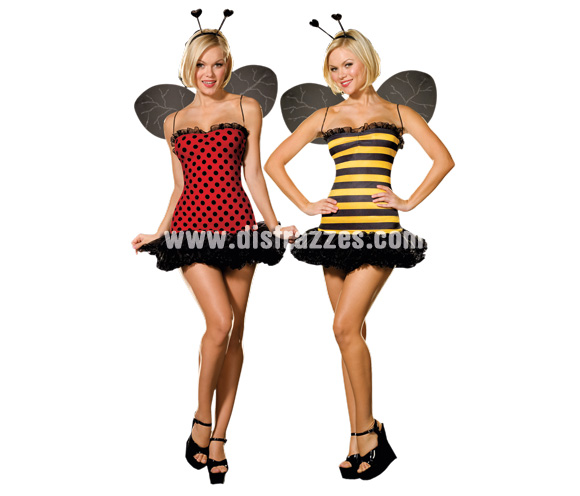 Disfraz Reversible de Mariquita - Abeja para mujer. Talla única 38/40. Incluye disfraz reversible.