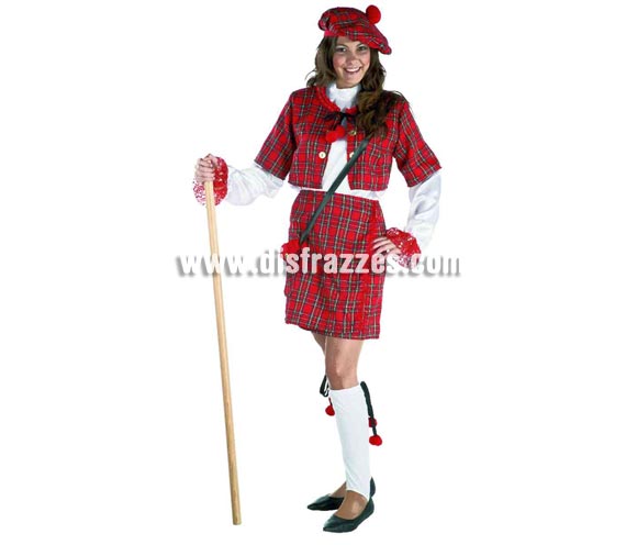 Disfraz de Escocesa para mujer. Talla standar válida hasta la 44. Incluye disfraz sin complementos.