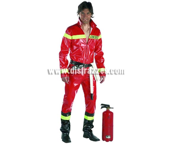 Disfraz de Bombero para hombre. Talla standar 52. Incluye disfraz sin complementos. Éste disfraz se utiliza mucho en Despedidas de Soltero por lo de la manguera, jejeje.