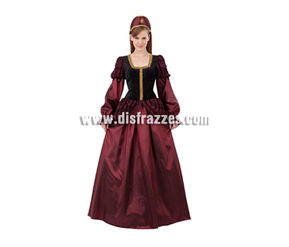 Disfraz de Princesa Medieval para mujer. Talla standar 38/42. Incluye vestido y tocado.