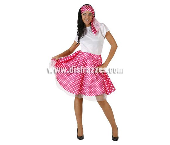Disfraz de Chica de los años 60 para chicas. Talla única 38/42. Incluye vestido y pañuelo de la cabeza.