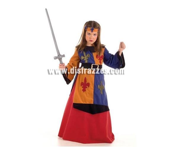 Disfraz de Guerrera Medieval Lys para niñas. Varias tallas. Incluye casaca con cinturón, falda y cinta del pelo. Espada NO incluida, podrás verla en la sección de Complementos.