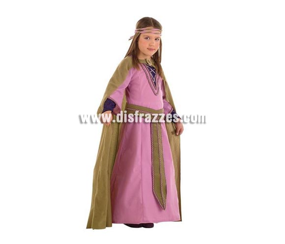 Disfraz de Lady Marian Medieval para niñas. Varias tallas. Incluye vestido, capa, cinturón y cinta del pelo.
