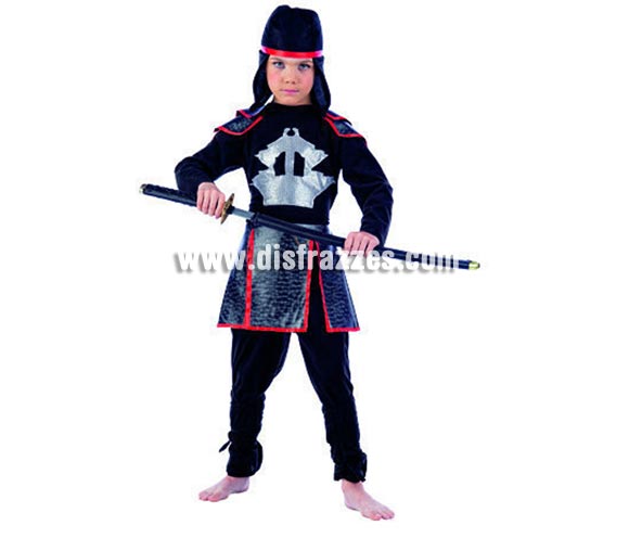 Disfraz de Ninja Samuray Deluxe para niños. Alta calidad, hecho en España. Disponible en varias tallas. Incluye casaca, pantalón y gorro. Espada NO incluida, podrás ver varios modelos en la sección de complementos.