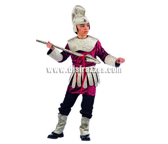Disfraz de Romano Deluxe para niños. Alta calidad, hecho en España. Disponible en varias tallas. Incluye camisa, pantalón, cinturón, gorro y polainas. Lanza no incluida, podrás encontrar otras lanzas en nuestra sección de complementos.