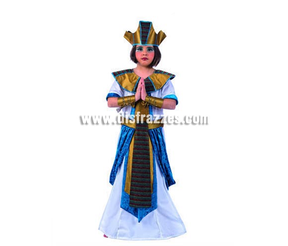 Disfraz de Faraona Egipcia Deluxe para niñas. Alta calidad, hecho en España. Diponible en varias tallas. Incluye túnica con cinturón, brazalete y gorro.