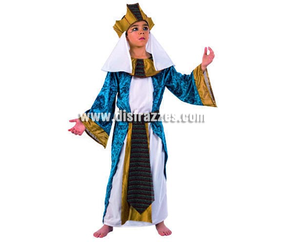 Disfraz de Faraón Egipcio Deluxe para niños. Alta calidad, hecho en España. Incluye túnica, cinturón y toga.