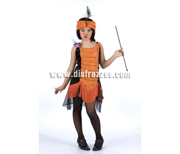 Disfraz Charlestón Deluxe para niñas. Alta calidad, hecho en España. Disponible en varias tallas. Incluye vestido y diadema. Boquilla cigarro no incluida, podrás encontrar boquillas en la sección de complementos.