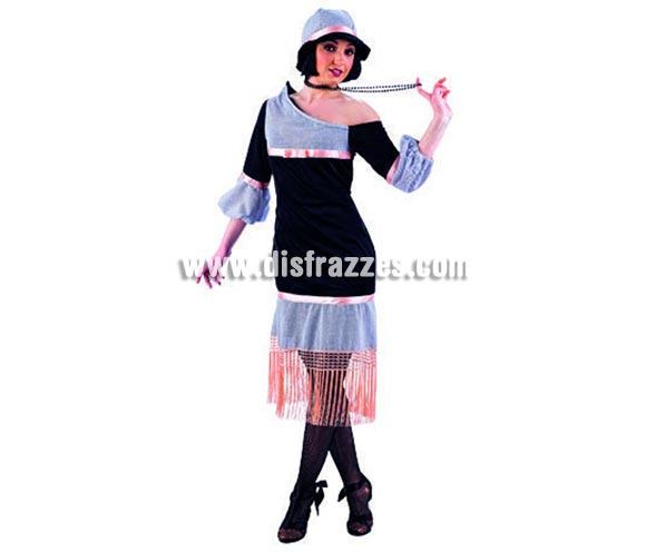 Disfraz de Glamour Años 20 Deluxe para mujer. Alta calidad, hecho en España. Disponible en varias tallas. Incluye vestido y gorro.