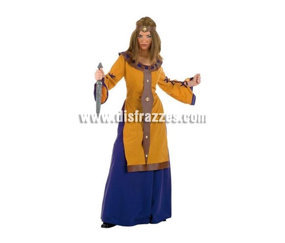 Disfraz Guerrera Joana Medieval Deluxe para mujer. Alta calidad, hecho en España. Disponible en varias tallas. Incluye casaca falda y cinta del pelo. Daga o Puñal NO incluido, verás algunos modelos en la sección de Complementos.