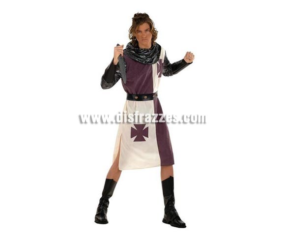 Disfraz de Guerrero Cruzadas Medieval Deluxe para hombre. Alta calidad, hecho en España. Disponible en varias tallas. Incluye casaca con cinturón, cubrebotas y capucha. Espada no Incluida, podrás encontrar espadas en la sección de Complementos.