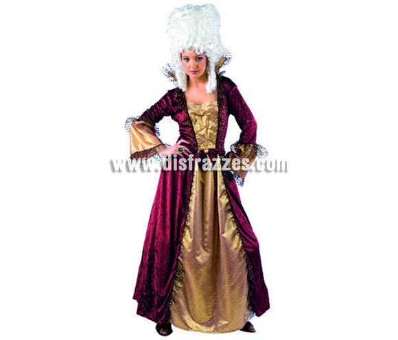 Disfraz de Dama de Época Deluxe para mujer. Alta calidad, hecho en España. Disponible en varias tallas. Incluye vestido. Peluca NO incluida, podrás encontrar pelucas en la sección de Complementos.